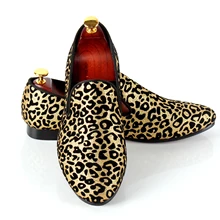Leopard Printed Men Dress Shoes Slip On Wedding Shoes For Events Red Bottom Sole Loafers Free Drop Shipping Big Size Shoes