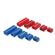 10 шт. DIP переключатель типа слайда красный/синий 2,54 мм шаг 2 ряда DIP тумблеры 1 p 2 p 3 p 4 p 5 p 6 p 8 p 10 p
