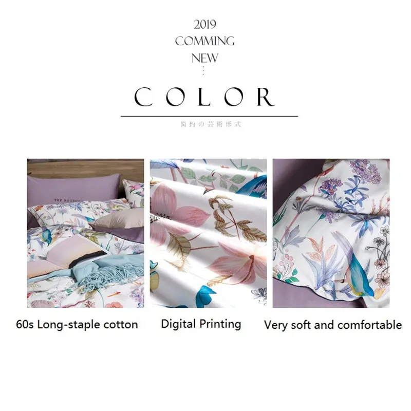 Bonenjoy Bedding Set Luxury 100%Egyptian 60S Long-staple Cotton Bed Linen Queen Size Bed Cover Birds Digital Printed Bedding Set Bonenjoy Bedding Set Luxury 100%Egyptian 60S Long-staple Cotton Bed Linen Queen Size Bed Cover Birds Digital Printed Bedding Set