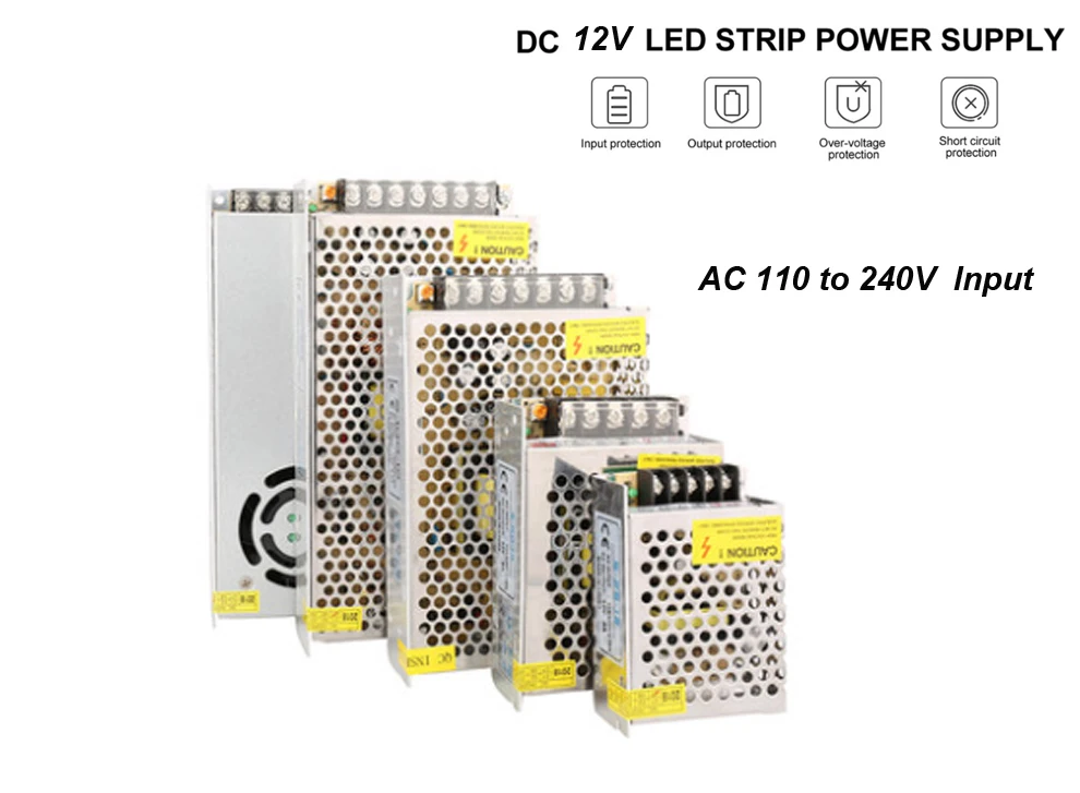 AC 110-240 V DC/DC 12V 1A 2A 3.2A 5A 8.3A 10A 12.5A 15A 20A 30A переключение Питание трансформаторы адаптер для Светодиодные ленты светильник