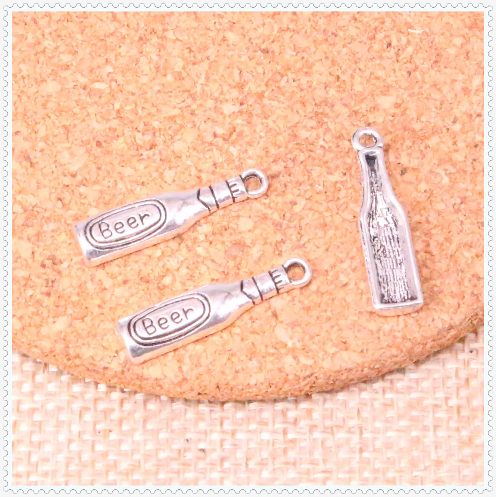 30pcs beer bottle Charms Antique Silver Bottle Beer Charm Pendants For