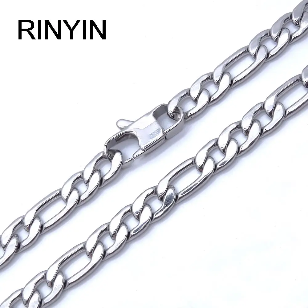 

6/8 mm Customize Length Mens High Quality Stainless Steel Necklace Figaro Chain Fashion Jewerly Hot Sale Factory Offer