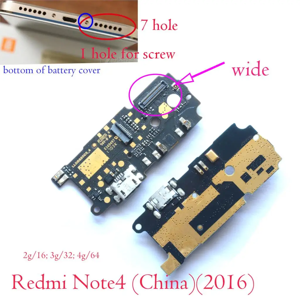 Испытания зарядная Плата USB микрофон для Xiaomi Redmi 1 1S 2 2A 2S 3 3S 3X4 4X prime 4A Redmi Note 2 3 4 5 pro - Цвет: Redmi Note4 China