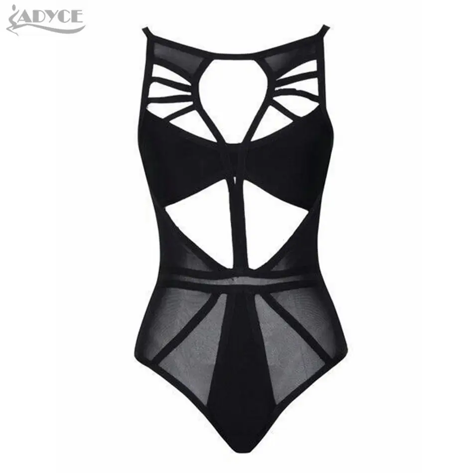 

2019 NEW summer sexy women bandage bodycon mesh black bodysuit bikini bandage swimwears Beachwear