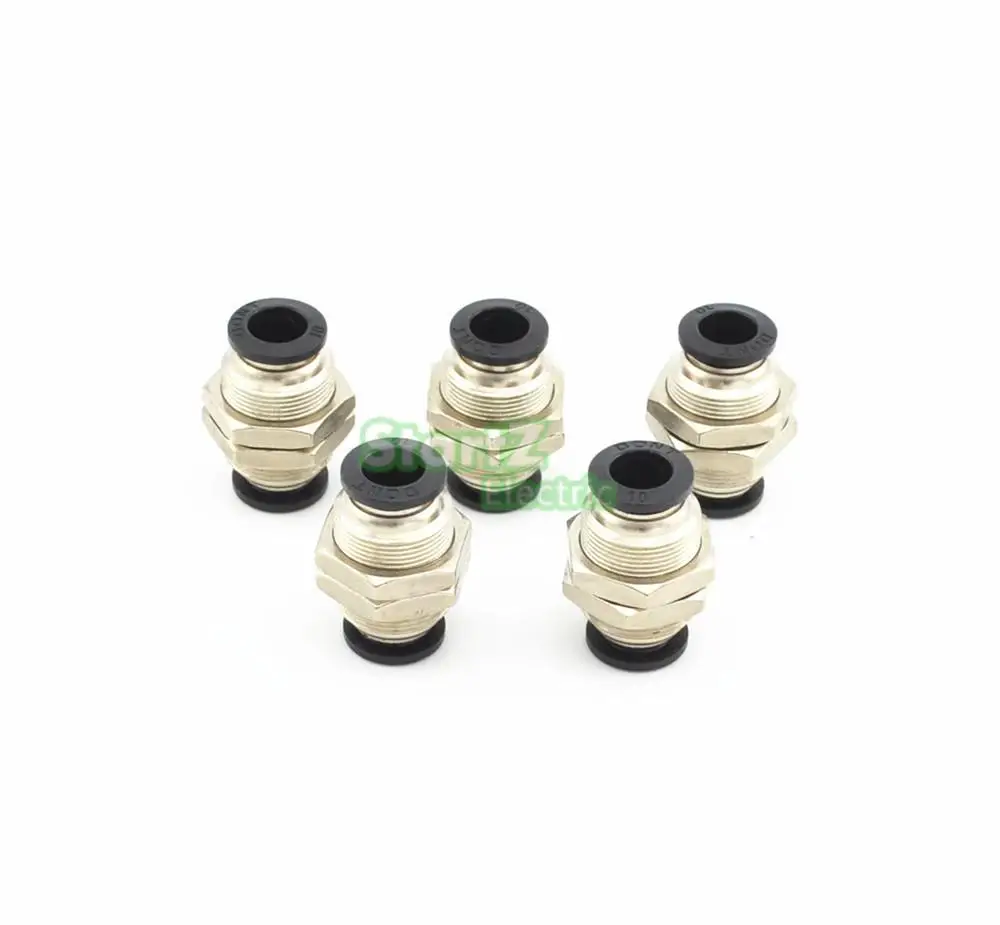 Buy 5PCS 10MM Pneumatic Bulkhead Straight Push In