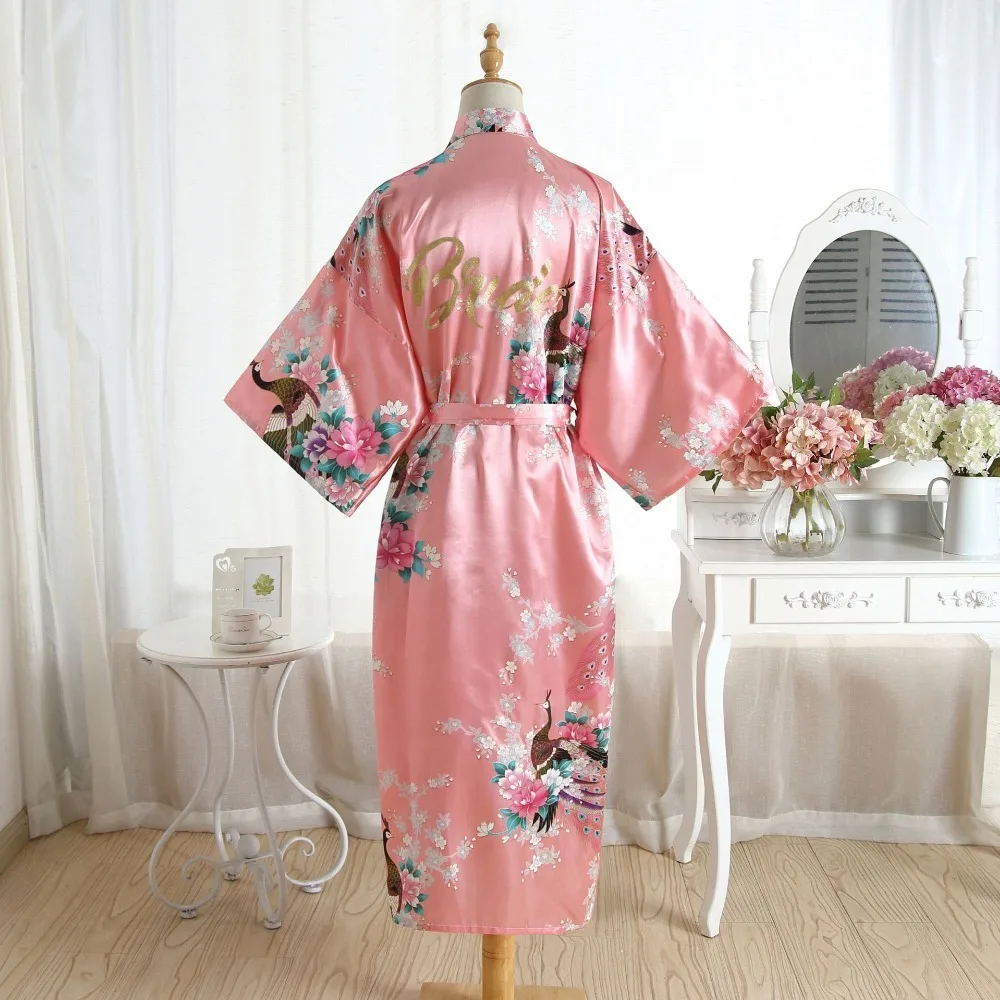 BZEL Шелковый Атласный Свадебный халат для невесты, подружки невесты, сексуальный цветочный халат, длинное кимоно, халат, ночной халат, банный халат, модная одежда