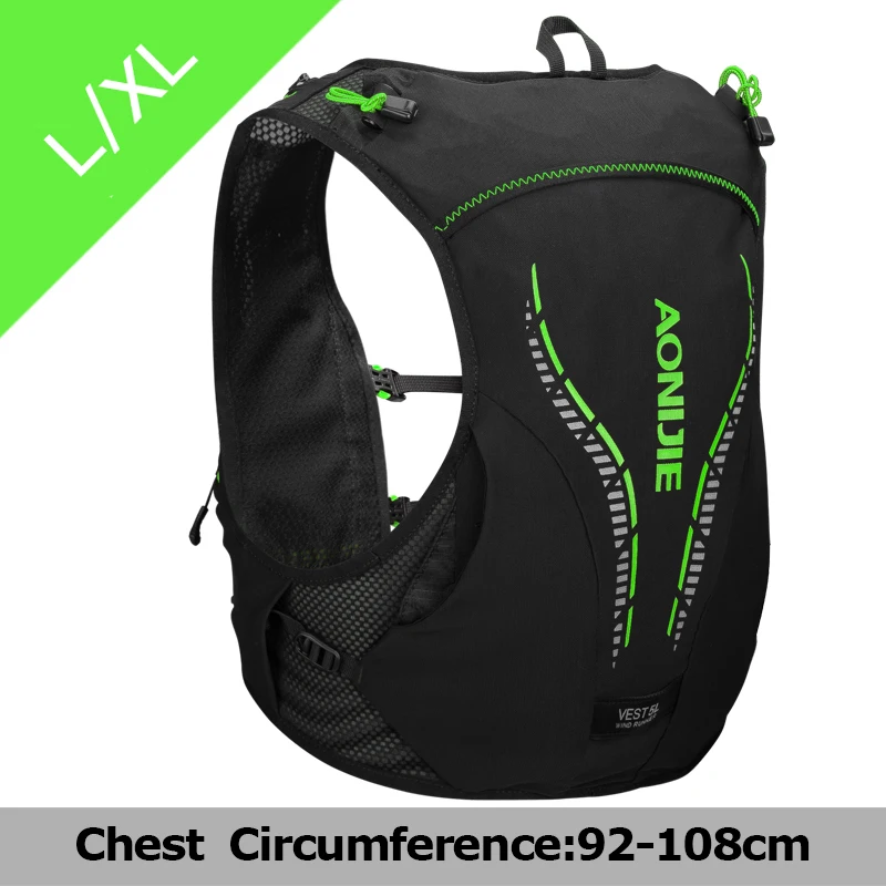 AONIJIE C950 5L легкий рюкзак гидратационный рюкзак сумка Жилет Жгут водный Пузырь Туризм бег марафон гонки - Цвет: LXL Black Green