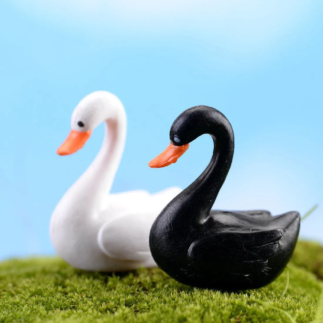 

Garden Ornament White black Swan Miniature Figurine Plant Pot Fairy Garden aquariums Decor DIY accessories