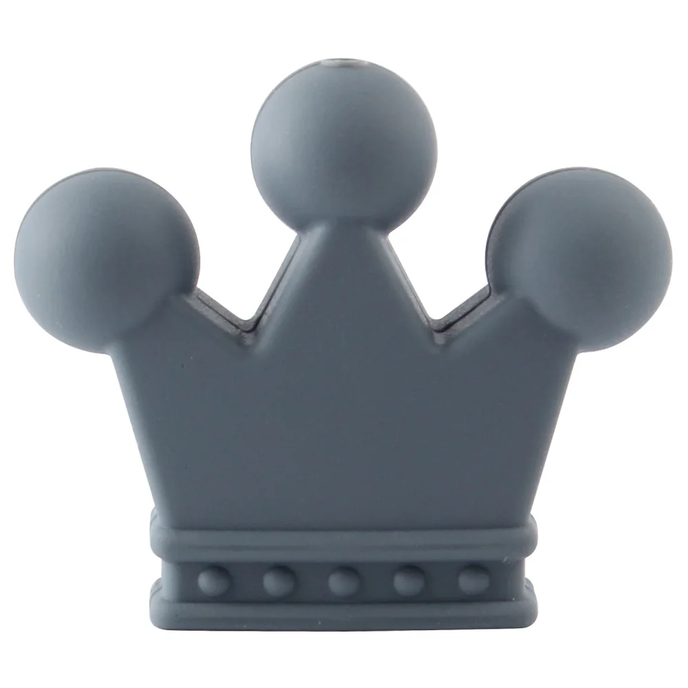 Keep&Grow 10pcs Crown Silicone Beads Baby Teething Toys Food Grade Silicone DIY Pacifier Chain Pendant Accessories Baby teethers - Цвет: 15 Dim gray