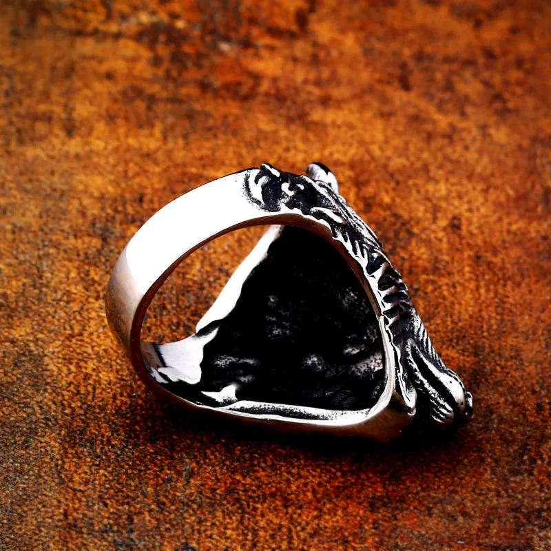 Beier 316L Stainless Steel nose viking Amulet wolf head Man ring Odin 's Symbol for scandinavian wholesale fashion jewelry LR649