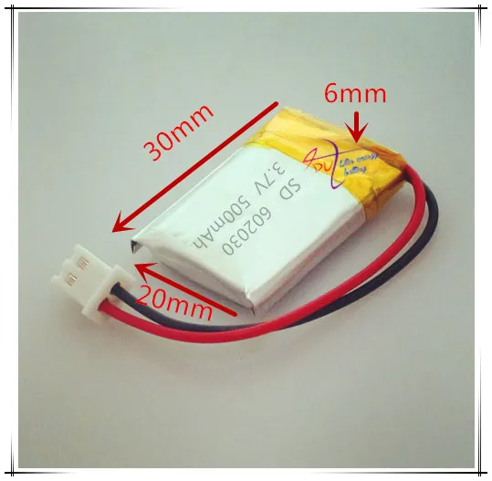 

Xhr-2p 2.54 500mah 602030 3.7v Lithium Polymer Battery, Bluetooth Mp3 Wireless Card Audio Recorder