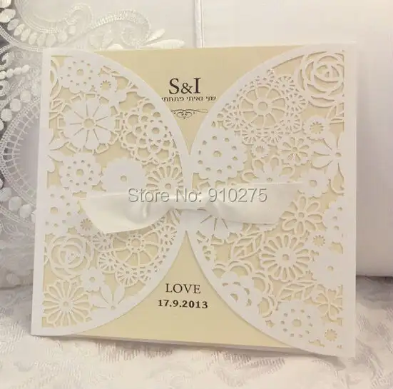 50pcs Diy Laser Cut Vintage Lace Flower Wedding Invitation