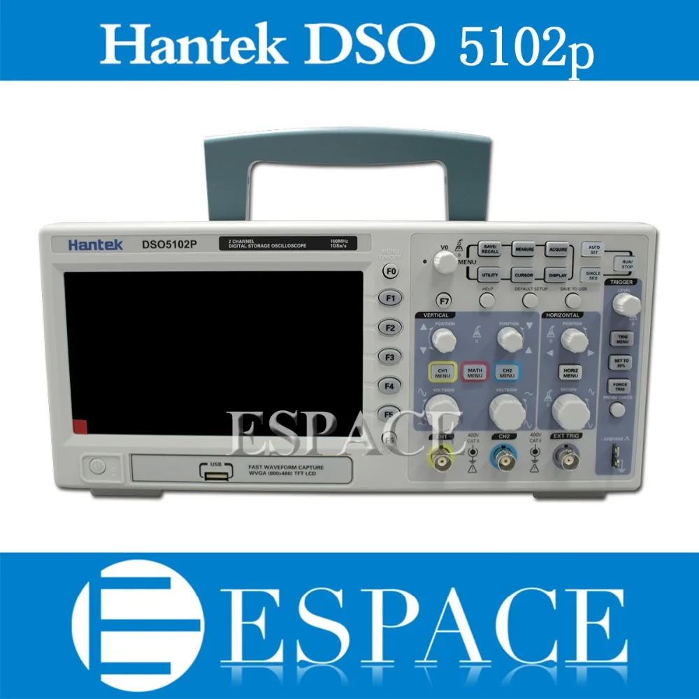 Hantek Dso5102p Цифровой осциллограф 100 МГц 2 канала 1gsa/s 7 ''Tft Lcd лучше, чем Ads1102cal