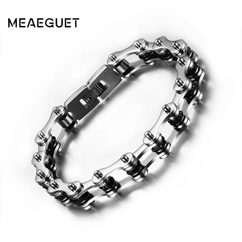 Meaeguet רוק פאנק אופני גברים צמיד שרשרת נירוסטה תכשיטי גברים צמידי צמידי שרשרת אופניים Biker אופנוע