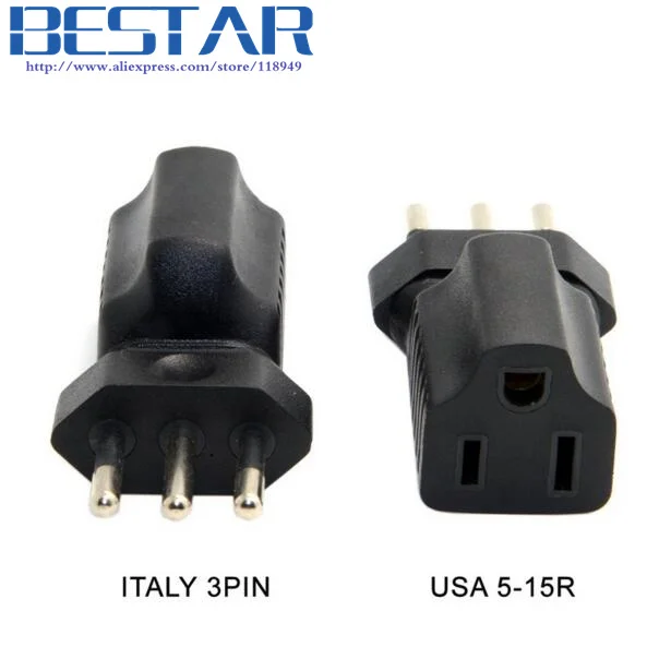 3P Italy power 3pin Plug to USA AC Nema 5 15R male to Female Power