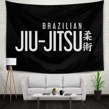 

Teens Dorm Decor Tapestry Wall Hanging BJJ Brazilian Jiu-Jitsu Tapestry Polyester Fabric JiuJitsu Bedspread Banner 130x150cm