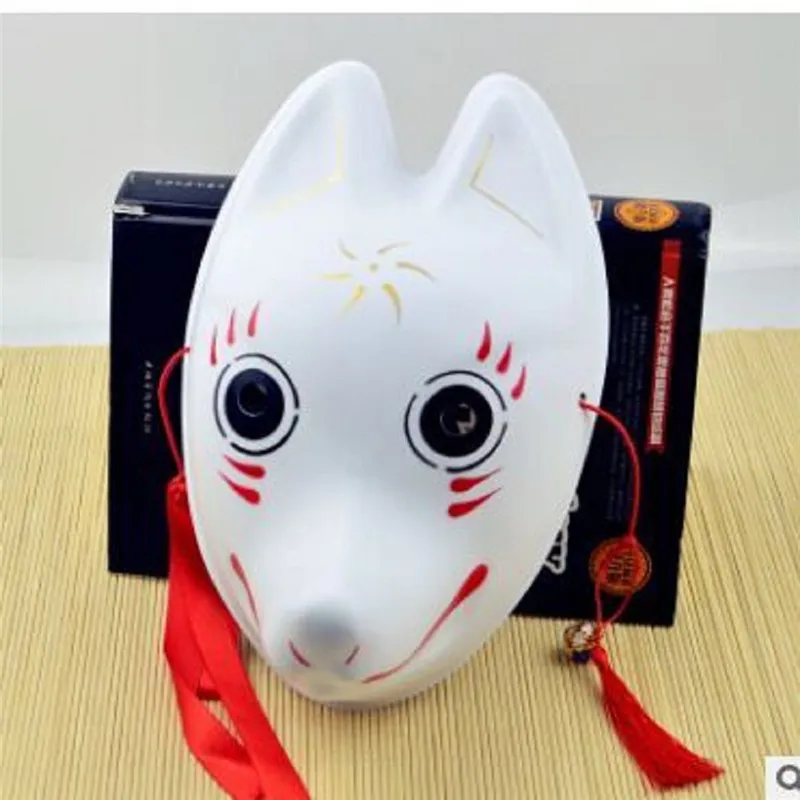 Стиль Горячая японский стиль лиса маска Костюм кицунэ ручная роспись половина лица маскарадные Вечерние Маски