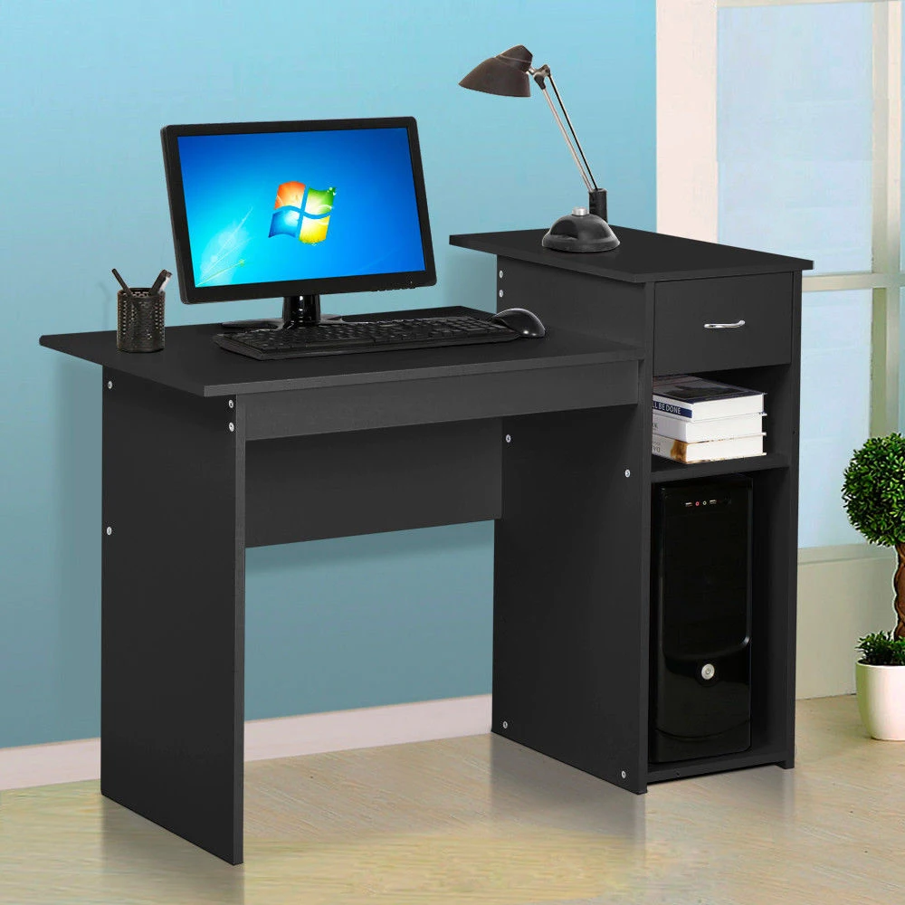 Melamine MDF Board Computer Desk PC Table with Drawer Black