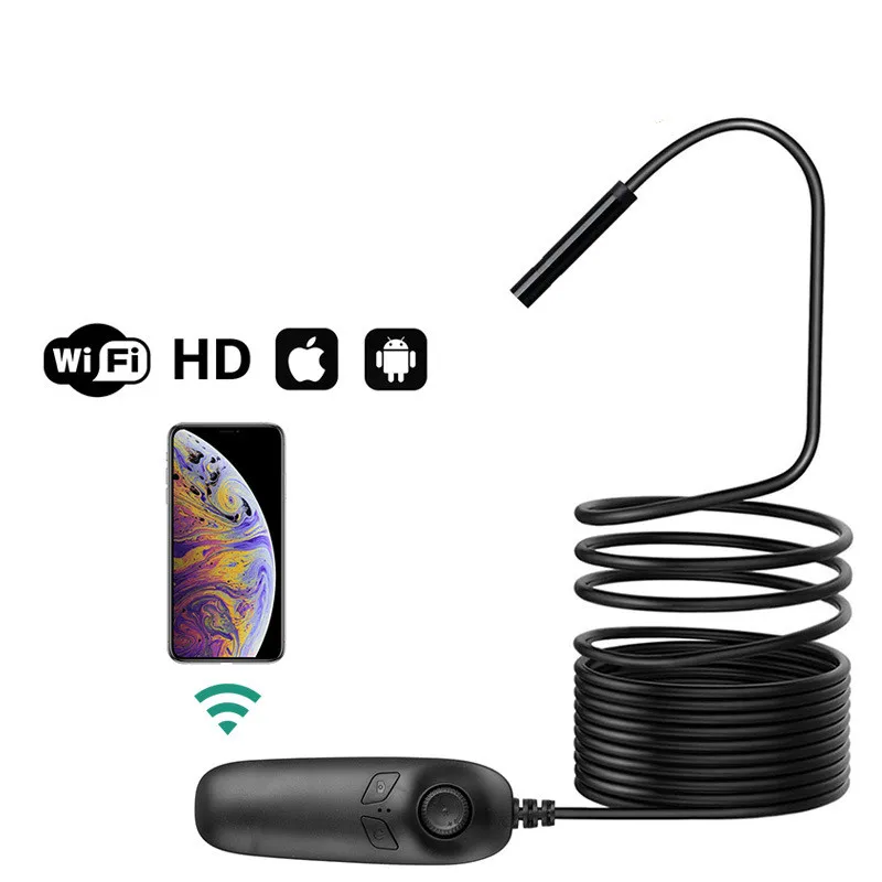 

Pipeline Endoscope 8mm Telescopic High Definition Waterproof Android endoscope1200P Wireless WiFi Endoscope camera