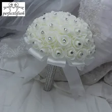 Perfectlifeoh Свадебный букет роз Кристалл Свадебные букеты красивые Белый Кот Люкс для невесты цветок