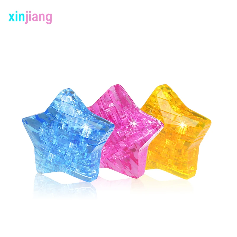 

46PCS DIY 3D Crystal Puzzle Lucky Star Pentagram Assembly Building Jigsaw Educational Toys Model gift For Children }