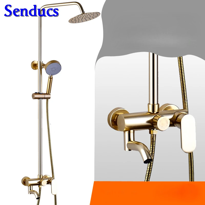 Senducs Космический алюминиевый душевой набор для ванной комнаты модный из розового золота, для ванной Душевой системы с качественным алюминиевым душевым смесителем - Цвет: 501-E5
