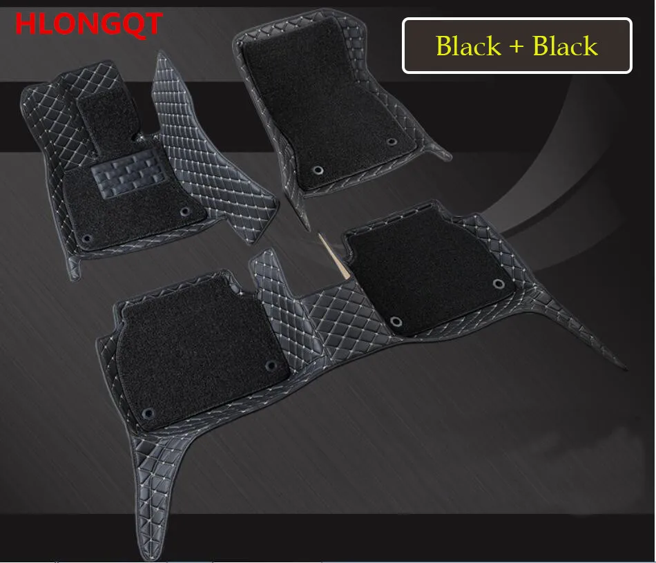 

HLONGQT Auto Floor Mats For Ford Everest 2016.2017.2018 Foot Step Mat High Quality Embroidery Leather Wire coil 2 Layer