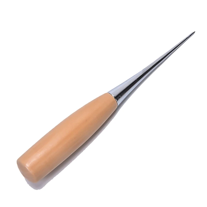 

Professional Cloth Awl Sewing Tool Hole Punching Leather Wood Handle Awl Craft Stitching Leather Tools Freeshipping