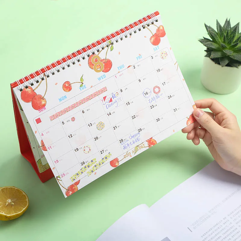 Creative Fruit Series Desktop Paper Calendar dual Daily Scheduler Large Table Planner Yearly Agenda Organizer