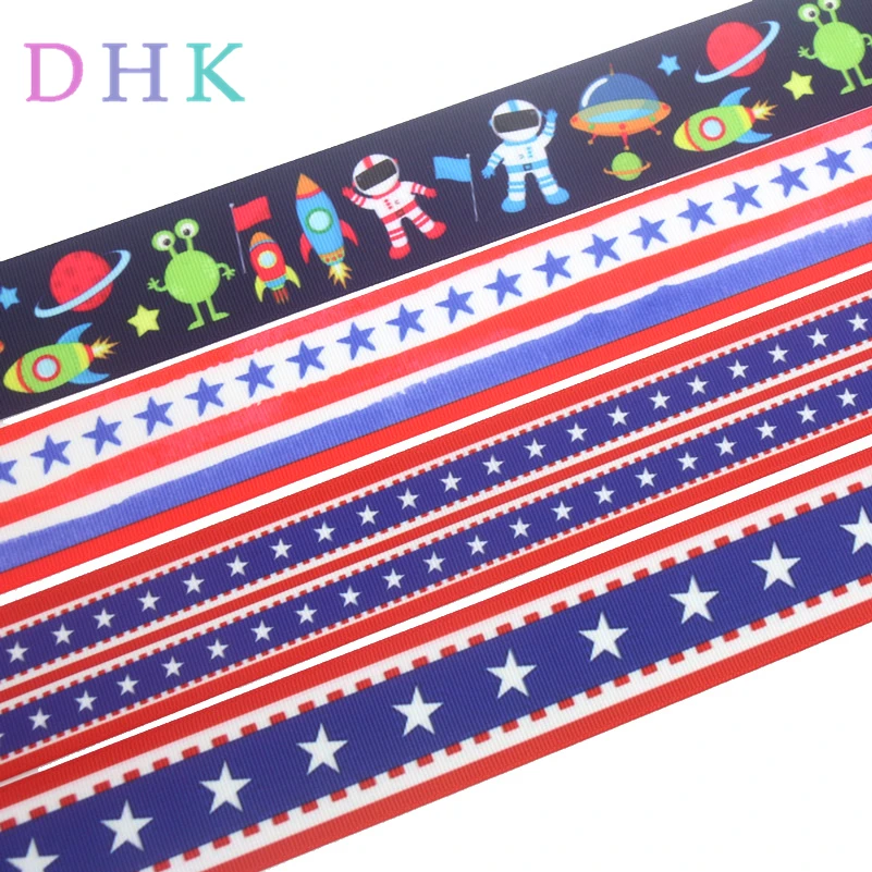 DHK 1 5 дюйма 10 ярдов космос США звезда Печатный grosgrain искусственный бант головные
