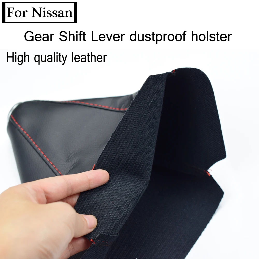 

Car Gear Shift Collars Covers PU Leather Gear Stick Shift Shifter Knob Cover Boot Gaiter For Nissan Qashqai Juke X-Trail Tiida