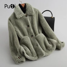 PUDI A18116 Женское зимнее теплое пальто из натуральной шерсти с меховым воротником, Женское пальто, куртка, пальто