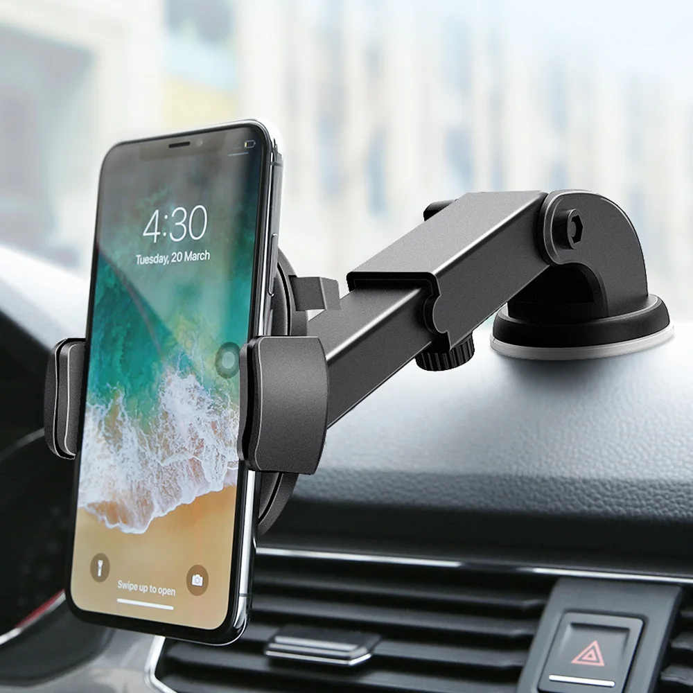 Luxury Sucker Car Holder Stand Universal Adsorption Vehicle Mount Bracket 360 Degree Telescopic Automatic Lock Car Phone Holder