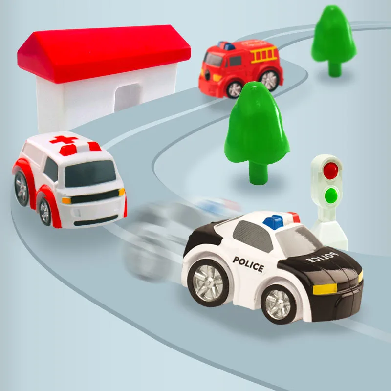 Children car big adventure fire truck ambulance track parking lot combination educational plastic toy boy gift