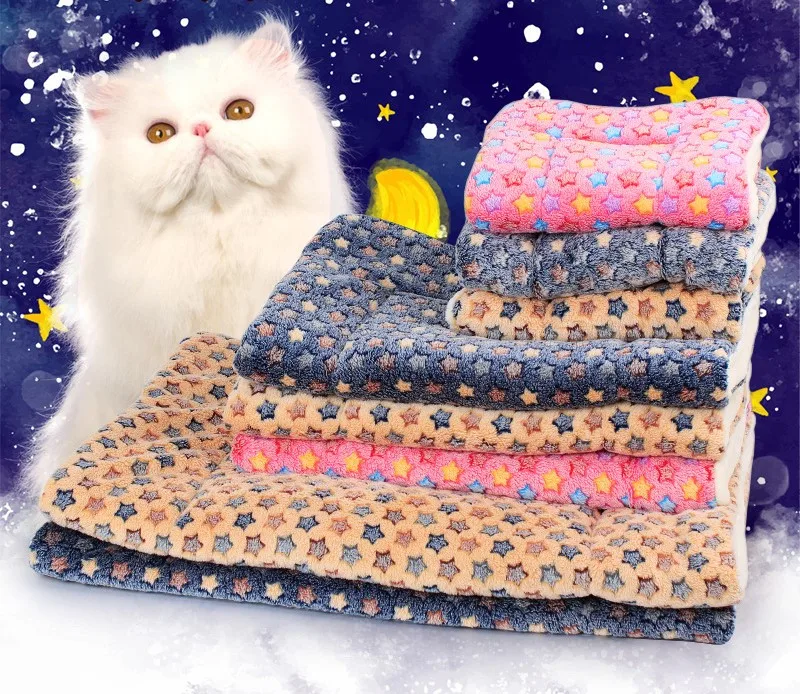 Cat Dog Beds & Mats blanket winter foldable pet cushion coral cashmere