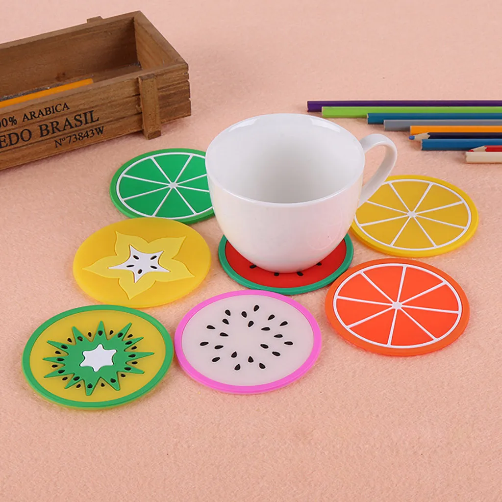 

Kitchen table mat boutique creative PVC soft coaster Cute fruit coaster placemat Thermal insulation PVC mat 10PCS L524