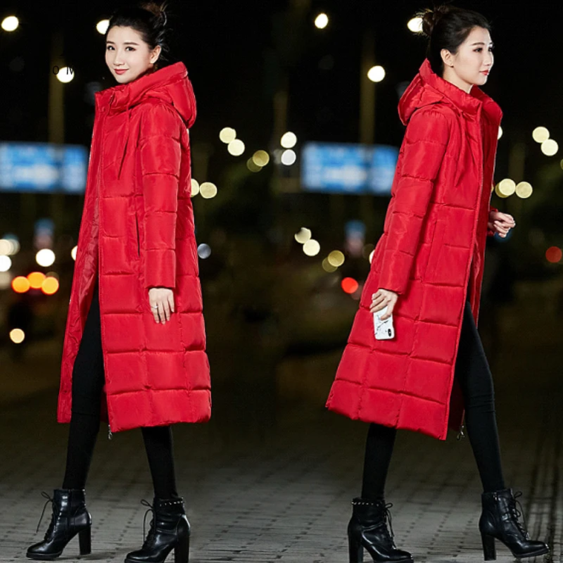 army Parka Green Occasionnel À blanc Mode D'hiver Veste Yuoomuoo rouge Marque Solide Noir Outwear Taille Nouveau Conception Capuchon Femmes Longue 3xl Plus 2018 ardoisé Manteau Chaud La qwwSgxzU