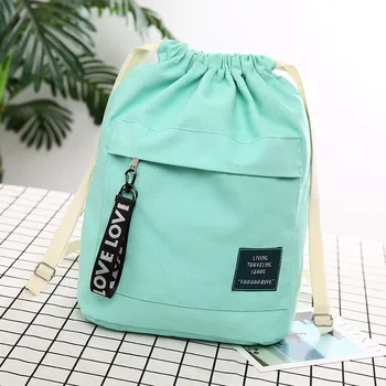 

Drawstring Bags Girls Boys Students Shoulder bag Candy Colors Canvas Bag Minimalist Student Portable Bag Custom small backpack