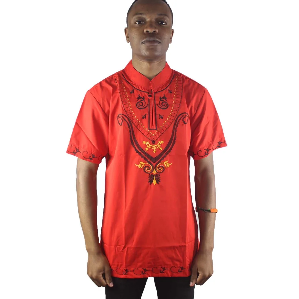 

Africa Vintage Embroidered Men`s Ethnic Tops Male Short Sleeved Folk Shirts For Summer Wearing