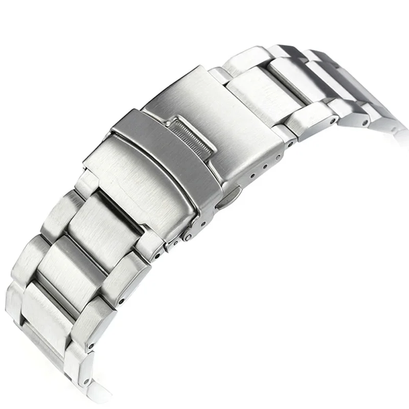 Fashion Solid Stainless Steel Band Luxury Mens Wrist Watch Strap Adjustable Replacement Tool High Quality 222426mm Watch Bands (17)