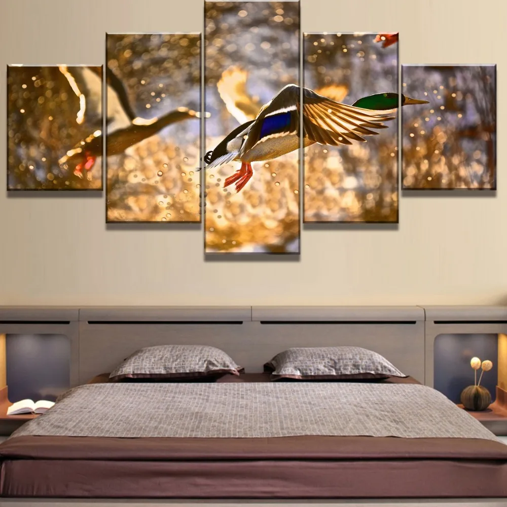 

New 5 Piece Canvas Art Duck Hunting Sunset Modern Decorative Paintings on Canvas Wall Art for Home Decorations Wall Decor