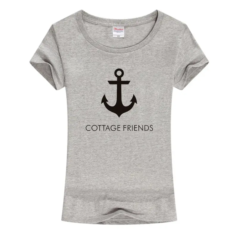 Women Summer Anchor Printed 2017 Short Sleeve Cotton T Shirts A260in T