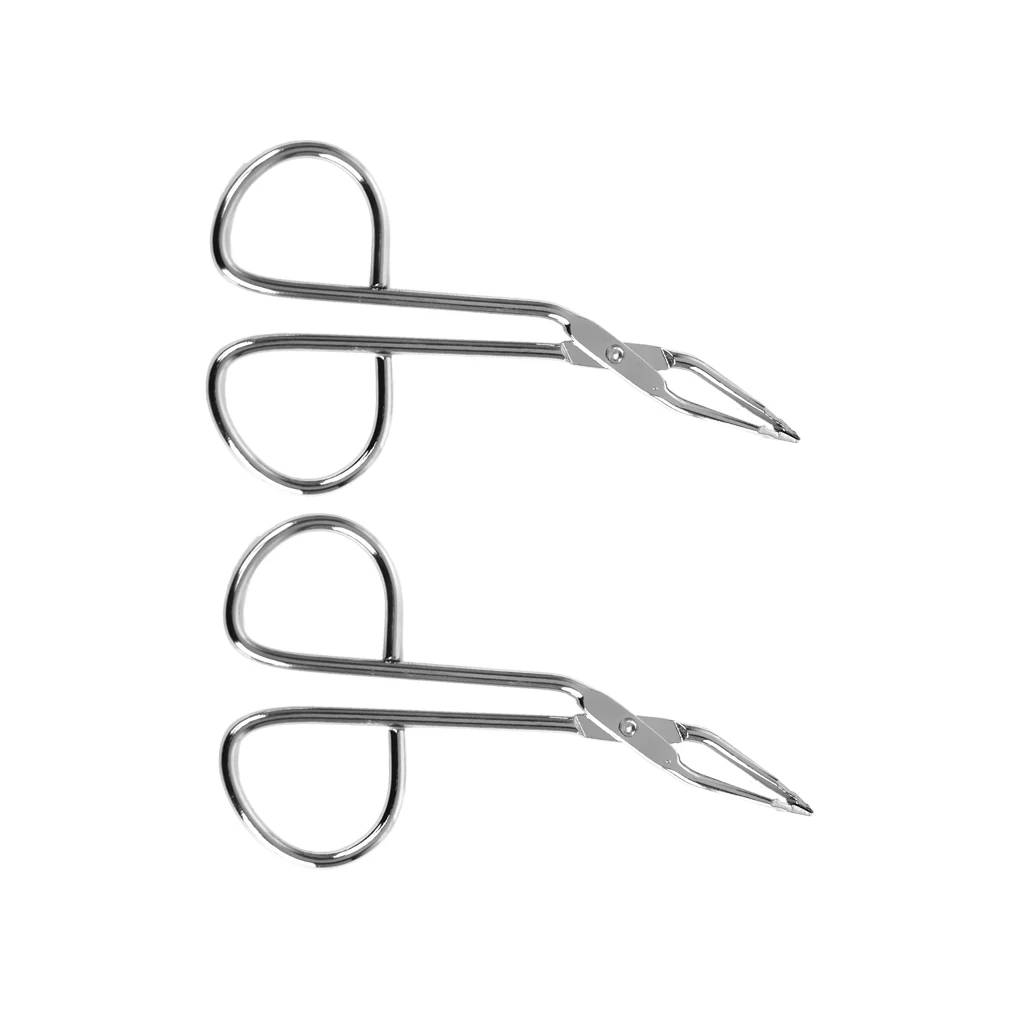 Slant Tip Scissors Shaped Tweezers with Handle, 2 Pack, Stainless Steel Material, Professional for Shaping Eyebrow