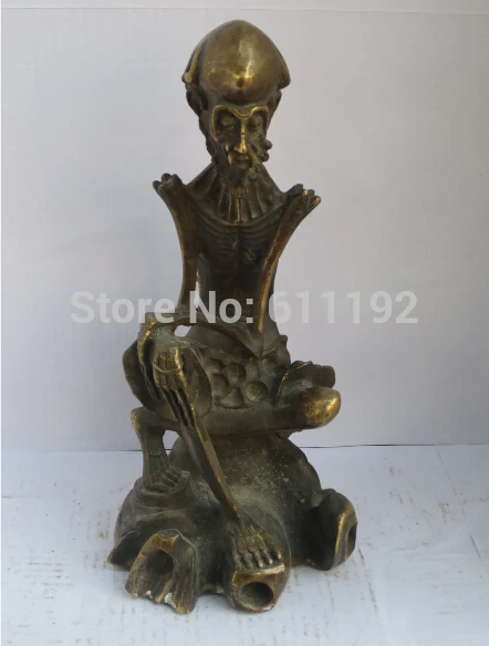 

9 Inch Modern home decor skull statue Metal crafts,Antique Copper Hand carved skeletons sculpture,