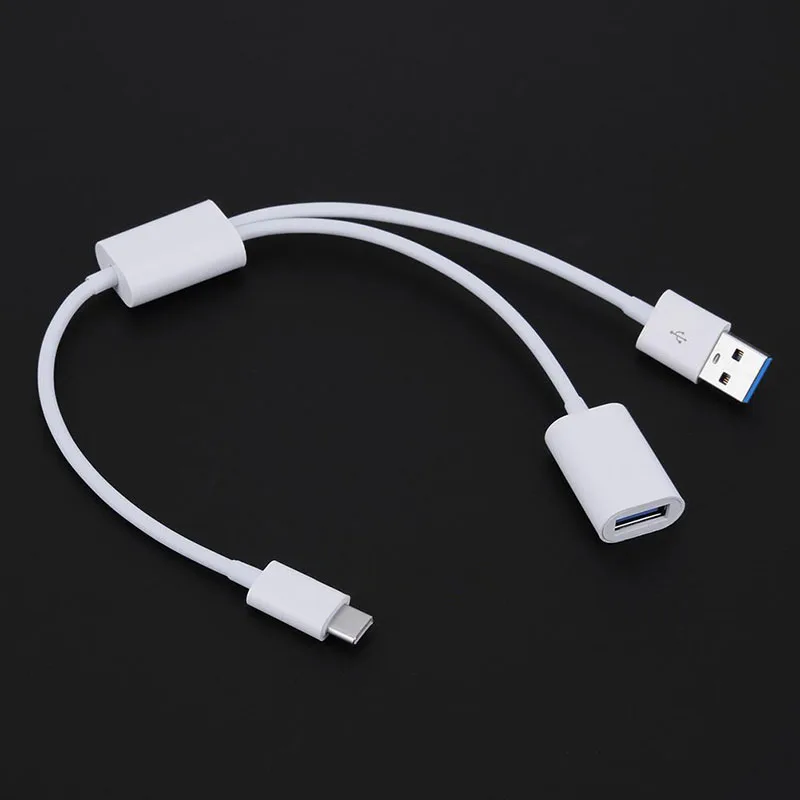 2-в-1 Тип-C "папа" в USB "Мама", 3,1 Мужской Женский OTG кабель для зарядного устройства QJY99
