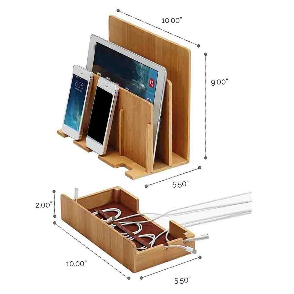 Креативная бамбуковая подставка для зарядки, Многофункциональная подставка для мобильного телефона, настольная подставка для хранения