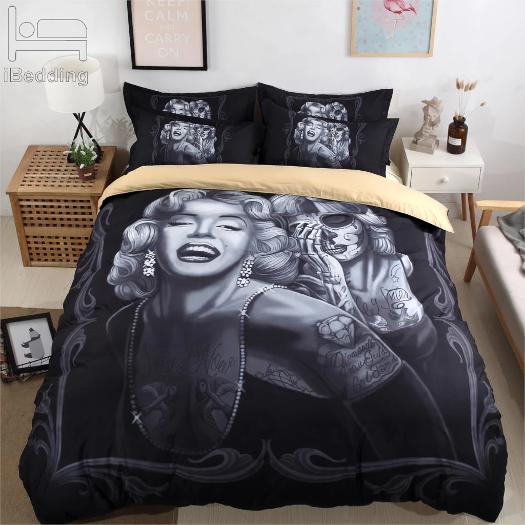 

3Pcs/Set Sexy Lady Marylin Monroe Printed Duvet Cover Set 3D Bedding Sets Twin Full Queen King Size Bed Sheet