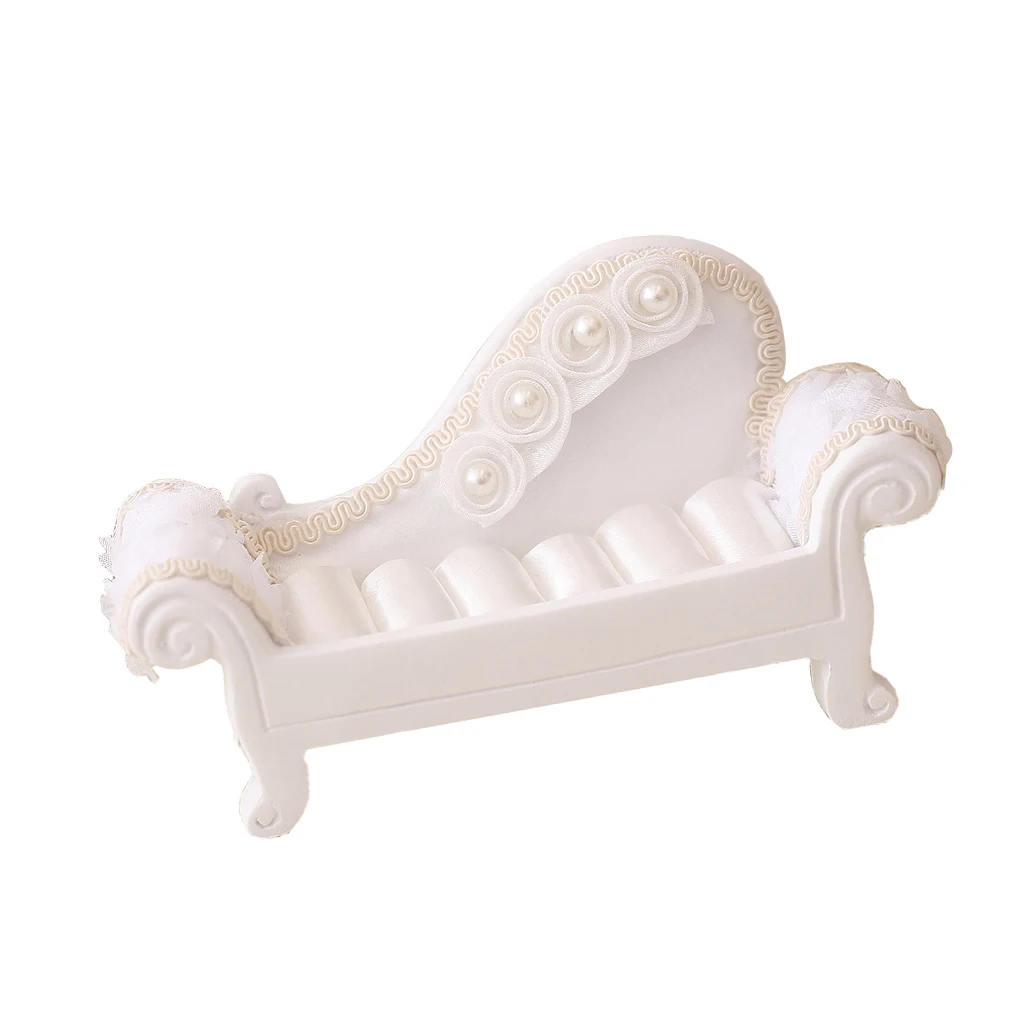 White Sofa Couch Chair Jewelry Case Ring Box Dollhouse Miniature Furniture
