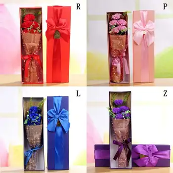

5 Pcs/lot Wrapped Soap Carnation Bouquet With Gift Box, Multifunctional Artifical Blossom For Mother's Day Home Decor Gift