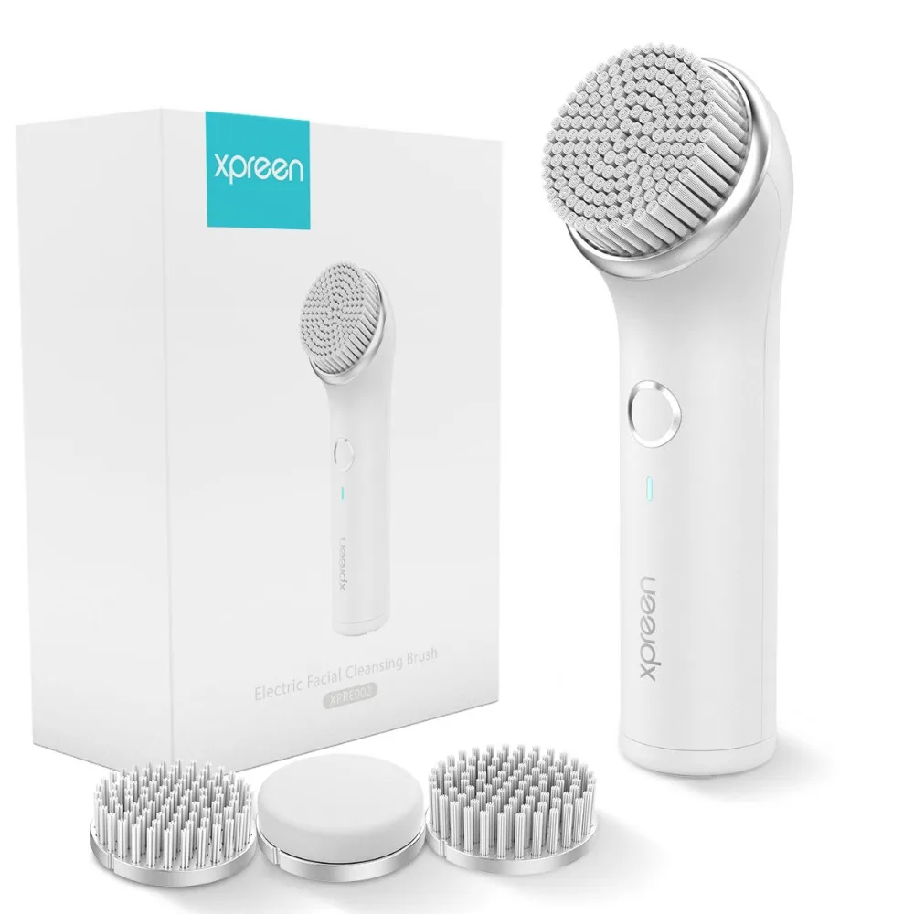 

Xpreen Electric Facial Cleansing Brush Rechargeable IPX7 Waterproof System with 3 Brush Heads for Body Skin Care